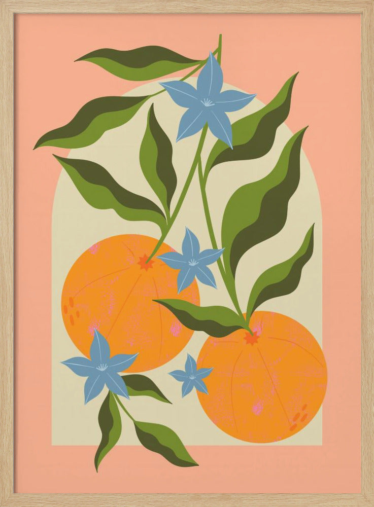 Orange Branch with Flowers | Poster
