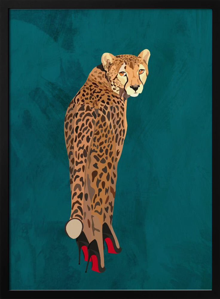 Turquoise cheetah in heels | Poster