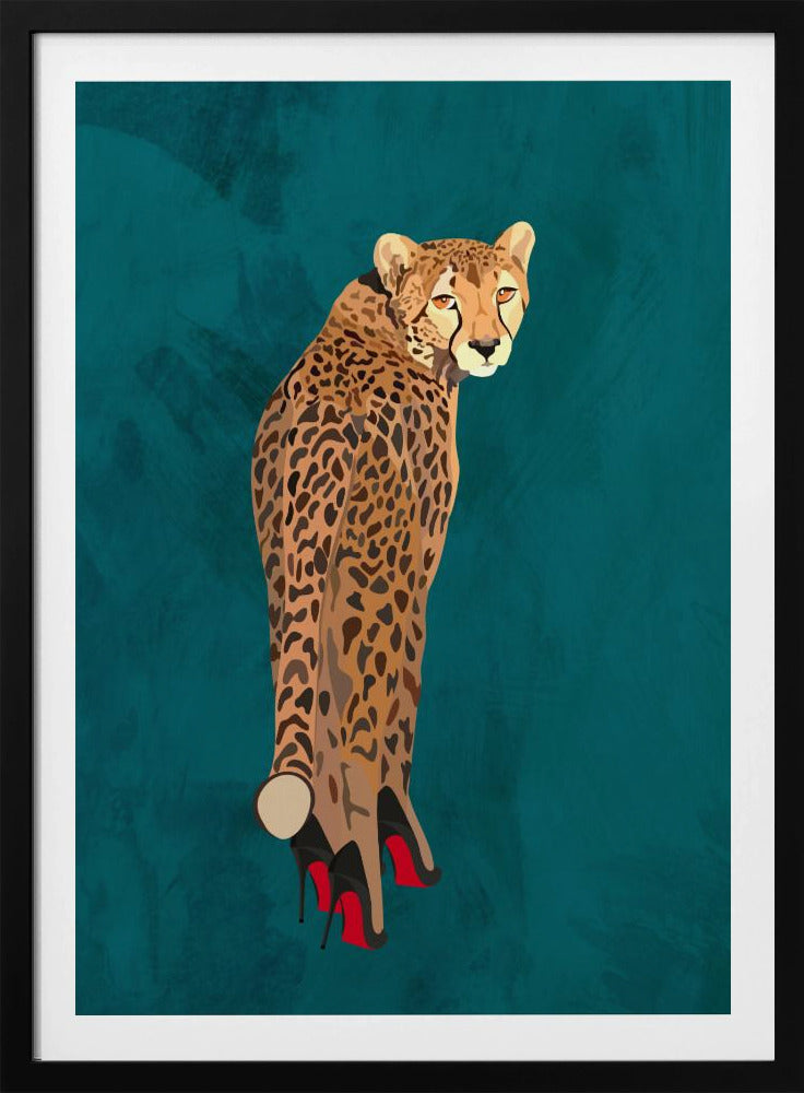 Turquoise cheetah in heels | Poster