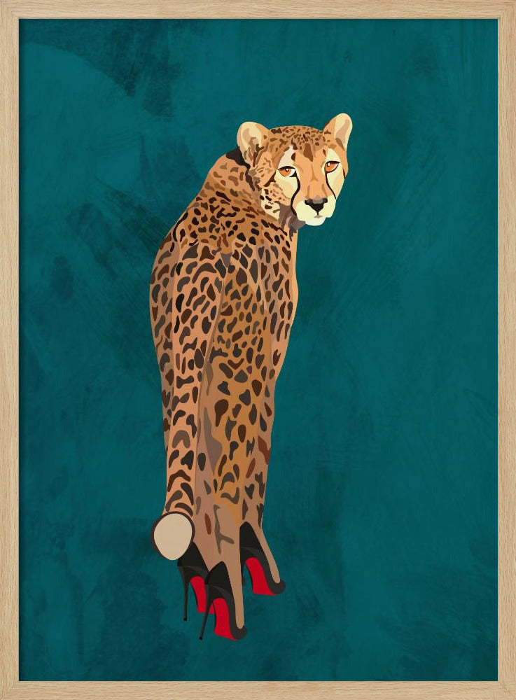 Turquoise cheetah in heels | Poster