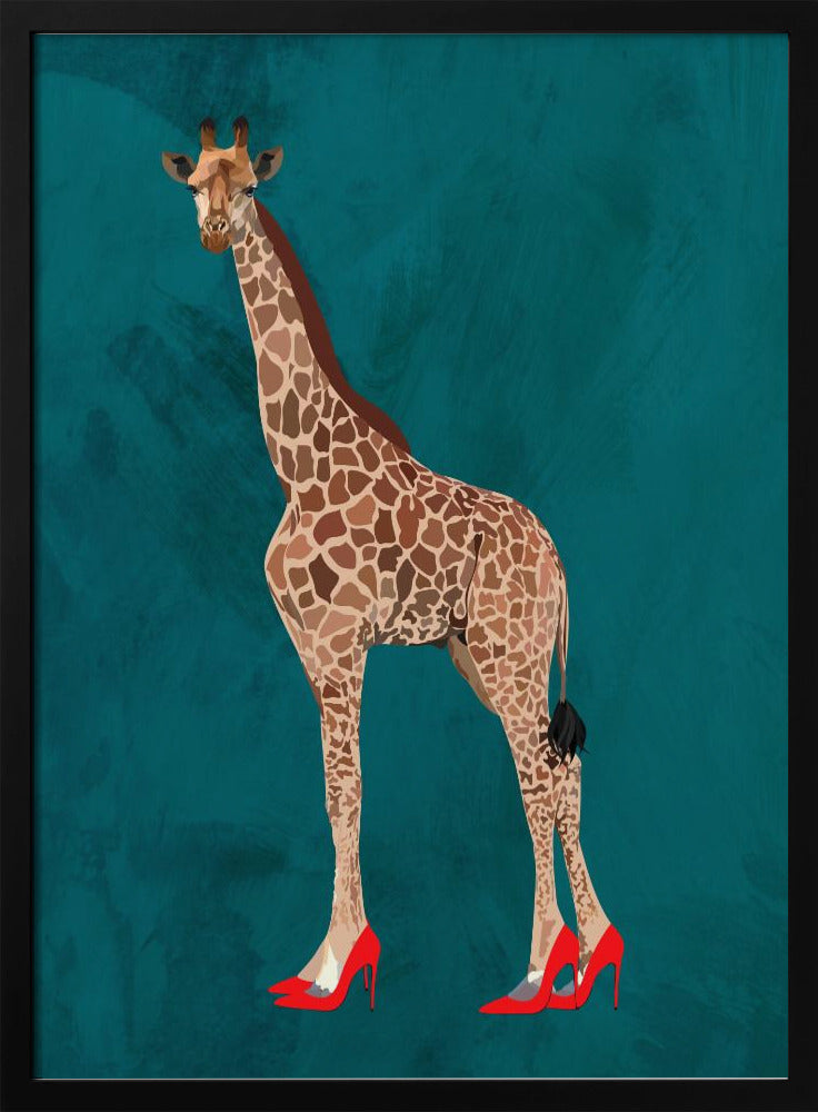 Giraffe turquouise heels | Poster