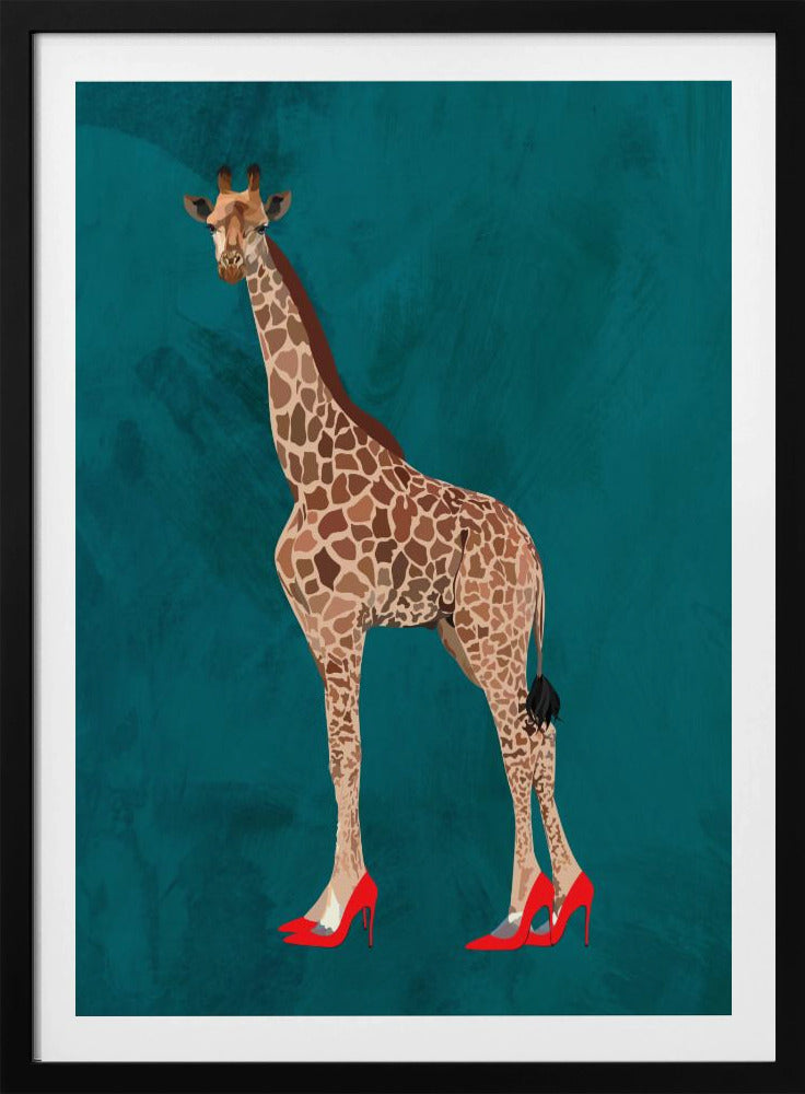 Giraffe turquouise heels | Poster