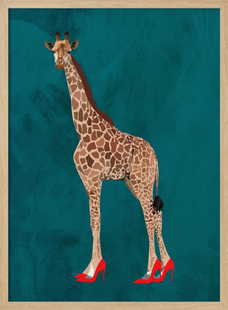 Giraffe turquouise heels | Poster