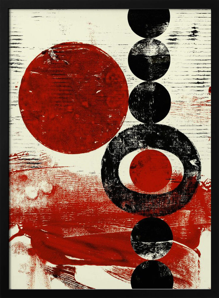 Geometric Shapes with Red and Black Circles | Poster