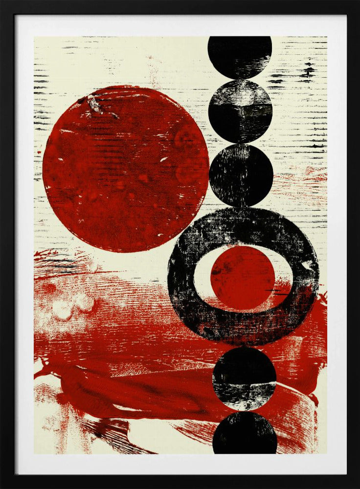 Geometric Shapes with Red and Black Circles | Poster