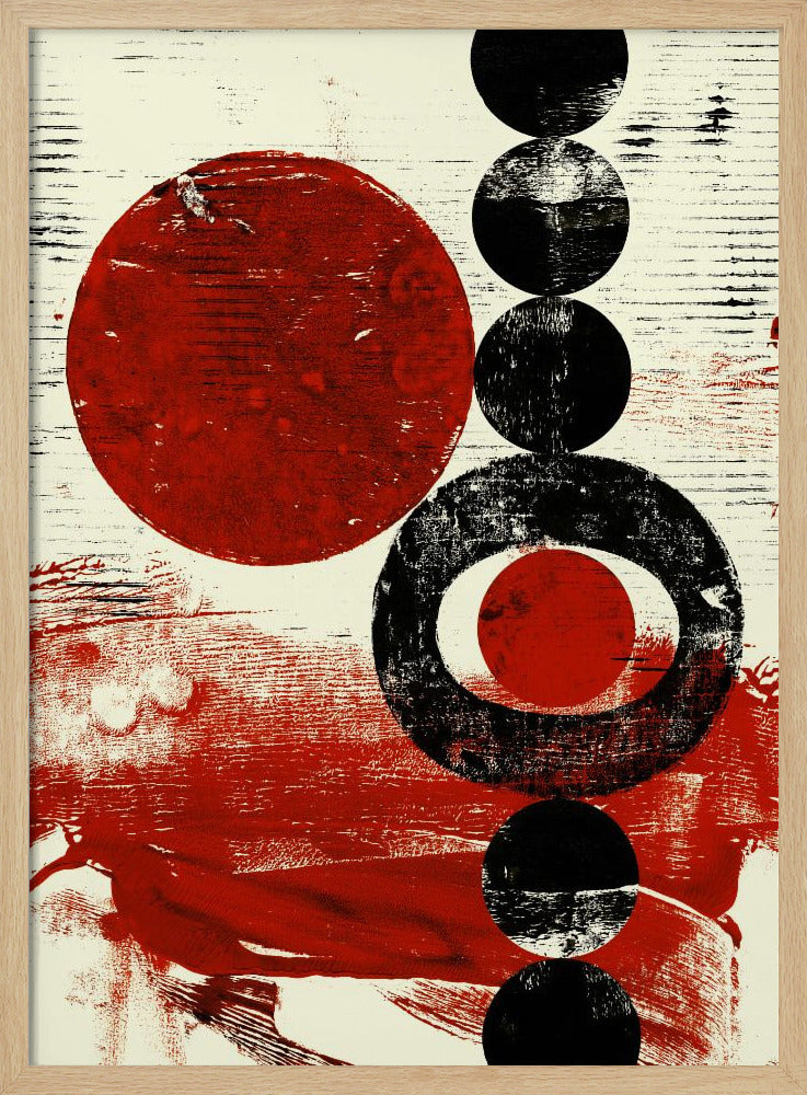 Geometric Shapes with Red and Black Circles | Poster