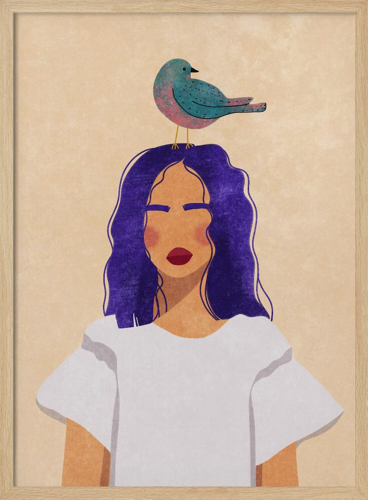 Girl with bird | Poster