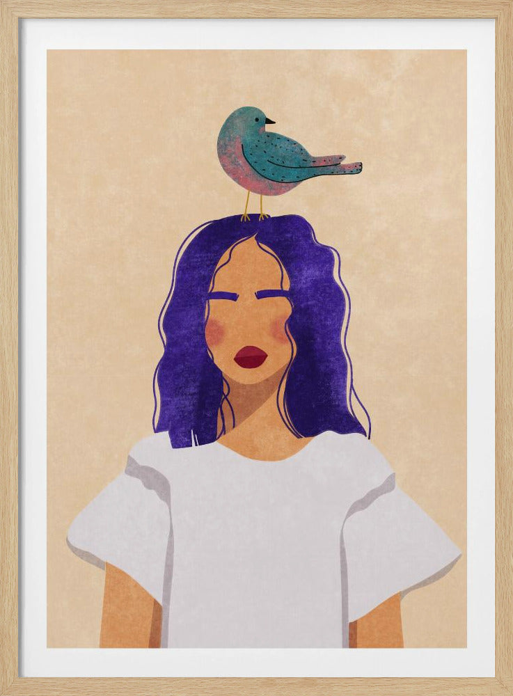 Girl with bird | Poster