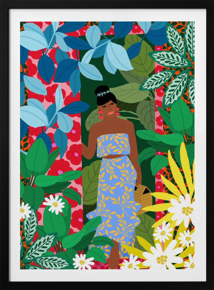 Woman In A Dress With Flowers | Poster
