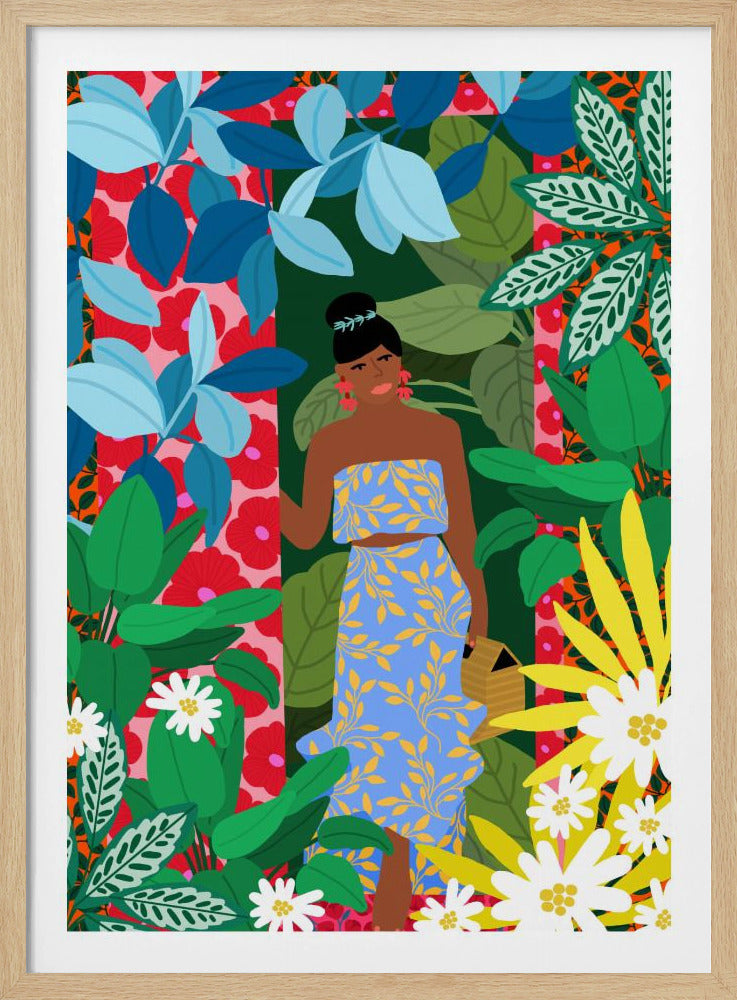 Woman In A Dress With Flowers | Poster