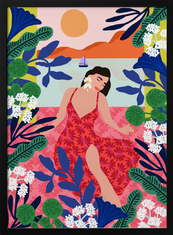 Floral Sunset Girl | Poster