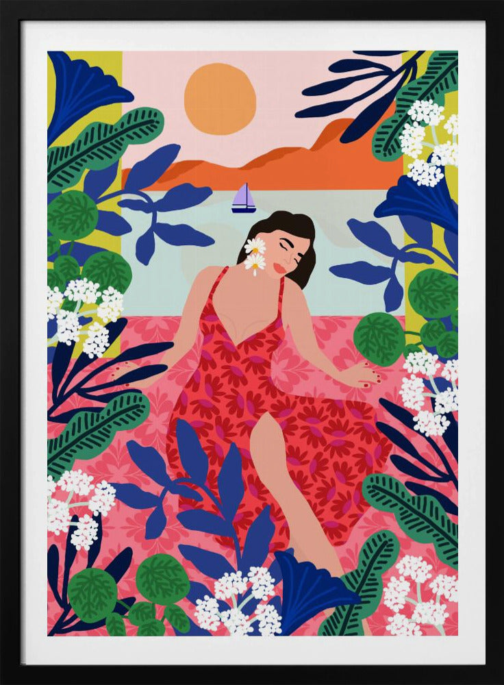 Floral Sunset Girl | Poster