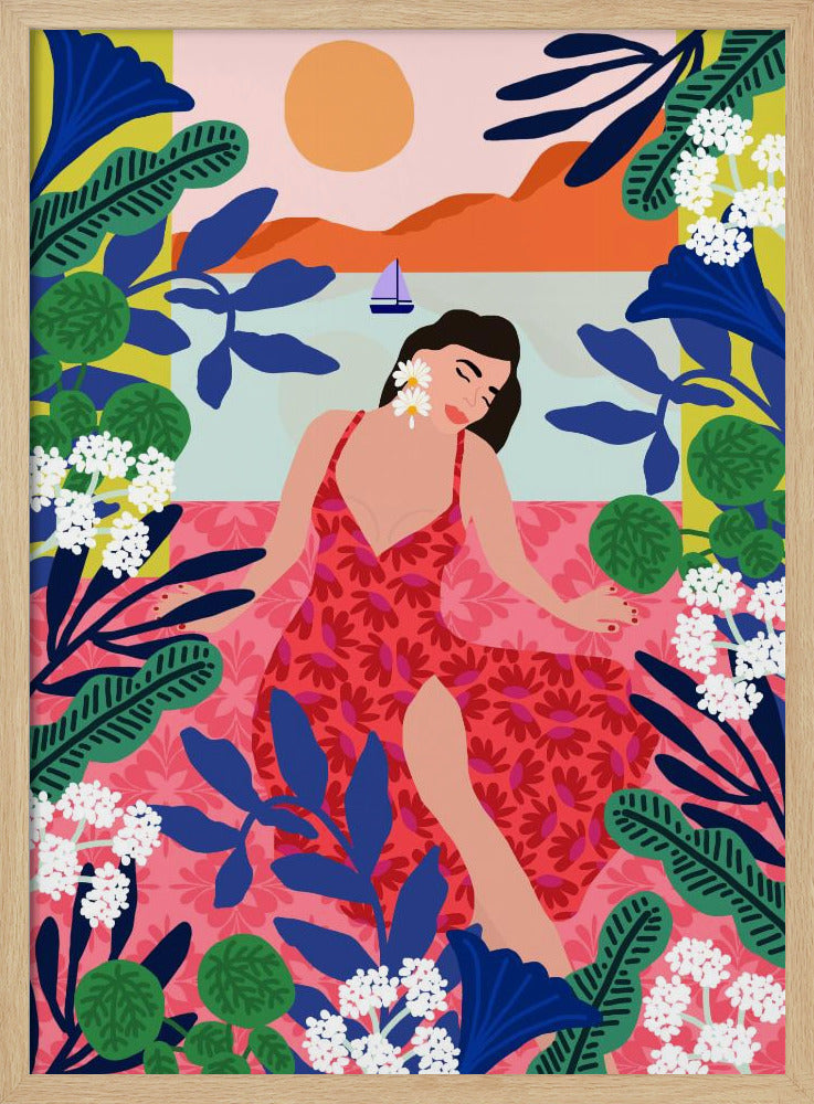 Floral Sunset Girl | Poster