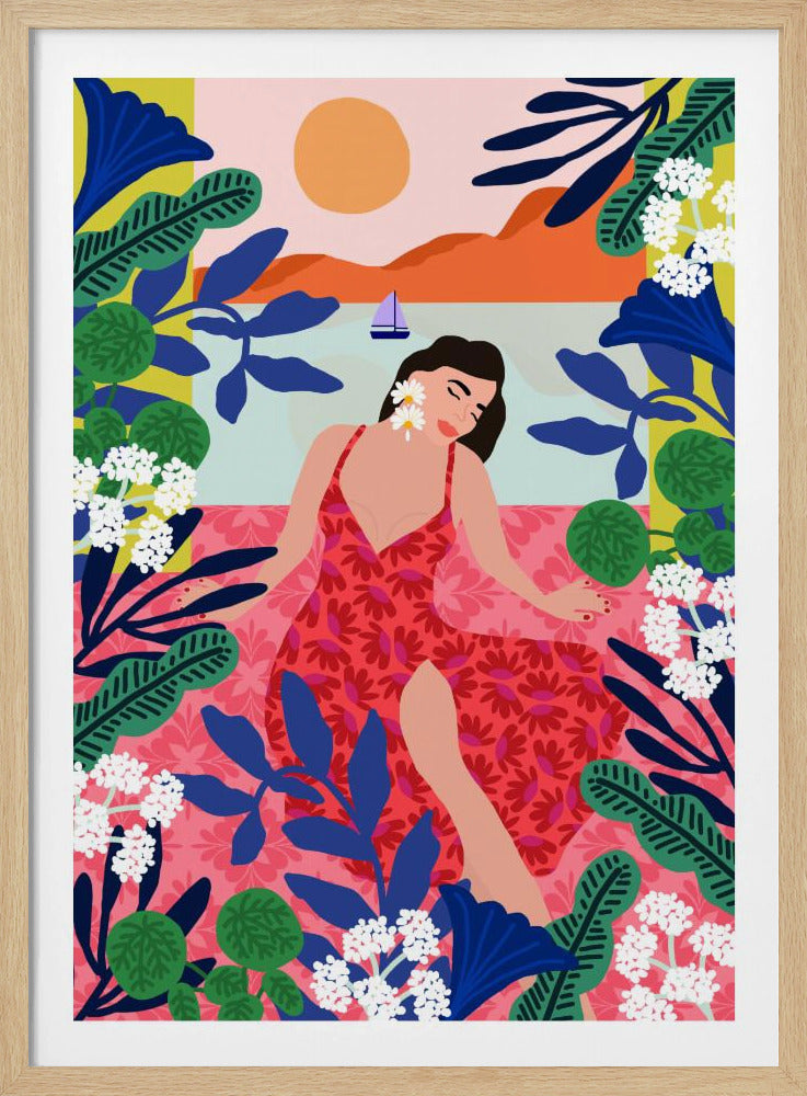 Floral Sunset Girl | Poster