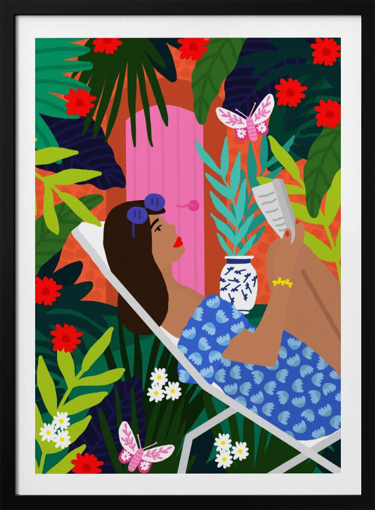 Floral Sunbathing Girl | Poster
