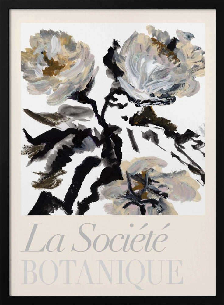 La Société Botanique Black, White and Cream Flowers | Poster