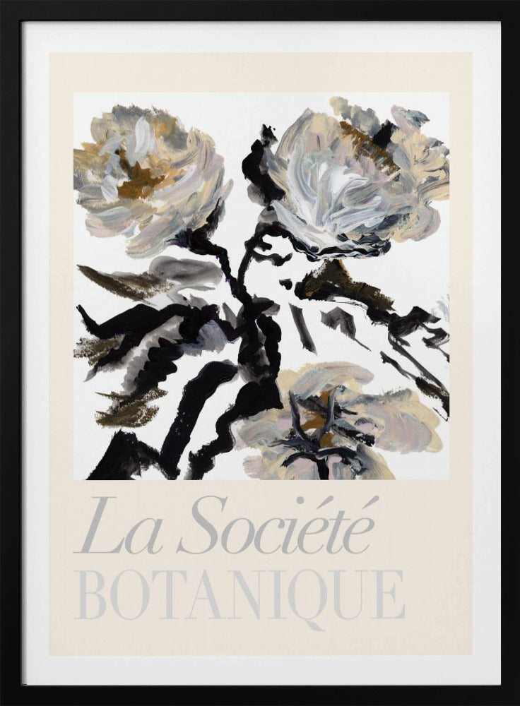 La Société Botanique Black, White and Cream Flowers | Poster
