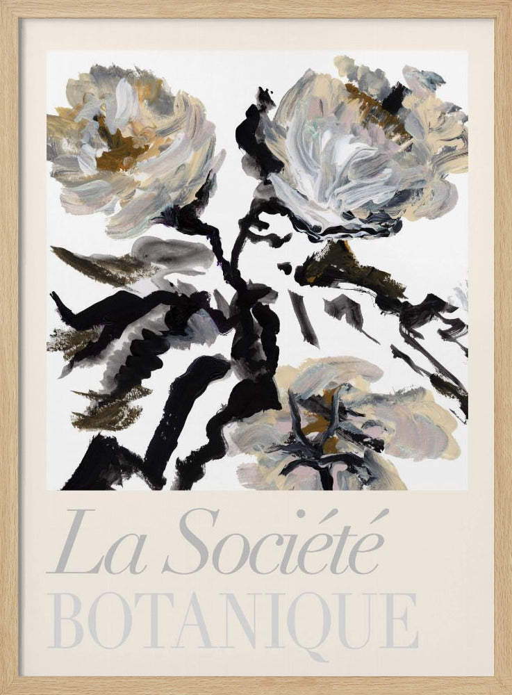La Société Botanique Black, White and Cream Flowers | Poster