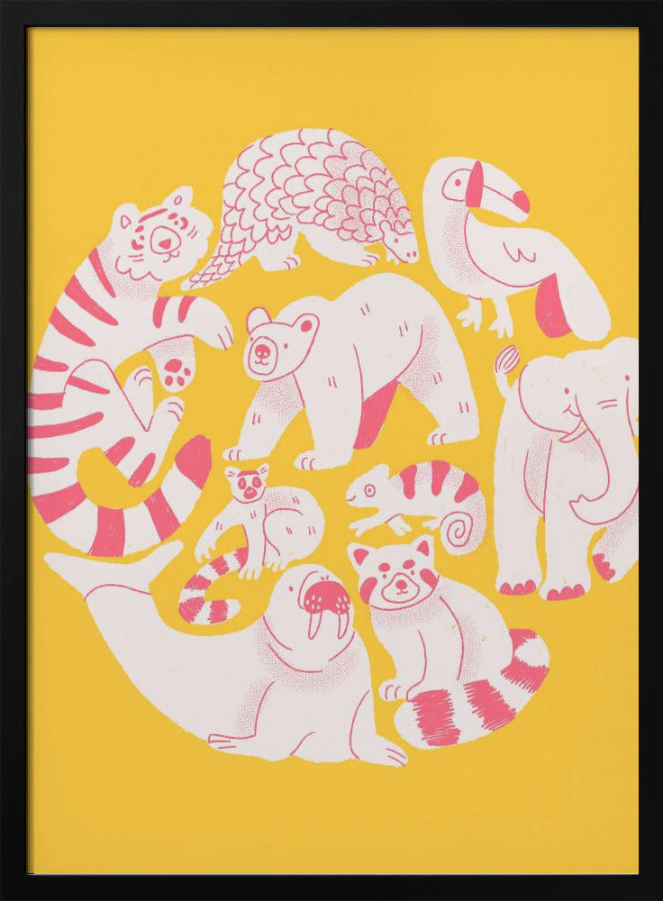 Yellow Animal Collage | Poster