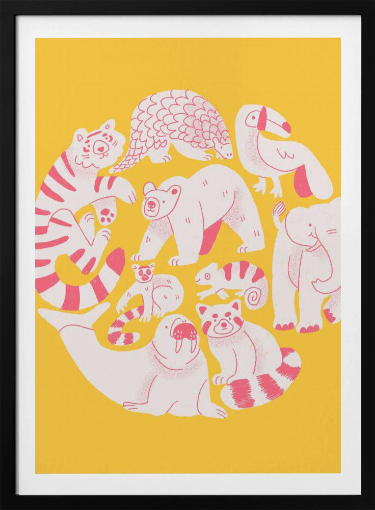 Yellow Animal Collage | Poster