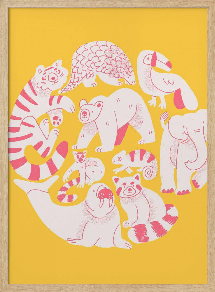 Yellow Animal Collage | Poster