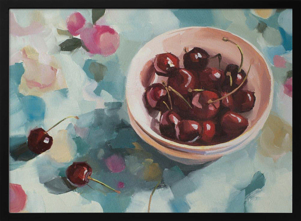 Cherries On Tablecloth | Poster
