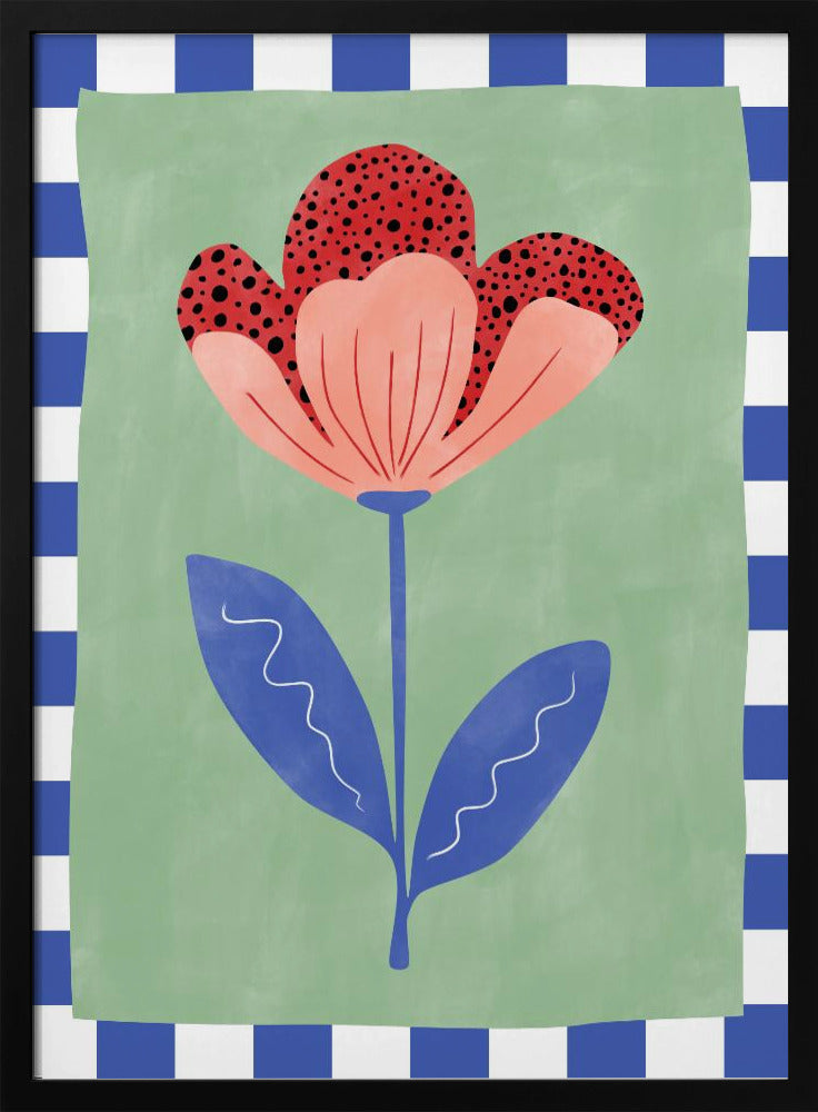 Stylized Flower With Red Petals And Black Dots | Poster