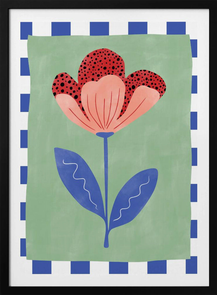 Stylized Flower With Red Petals And Black Dots | Poster