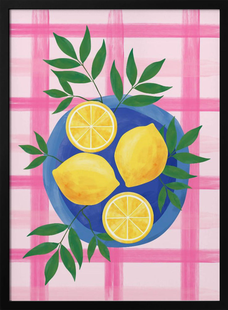 Lemons on a Blue Plate | Poster