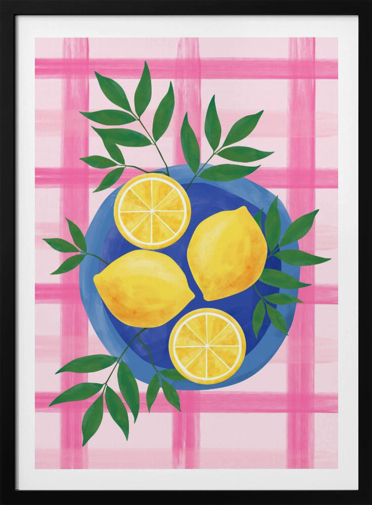 Lemons on a Blue Plate | Poster