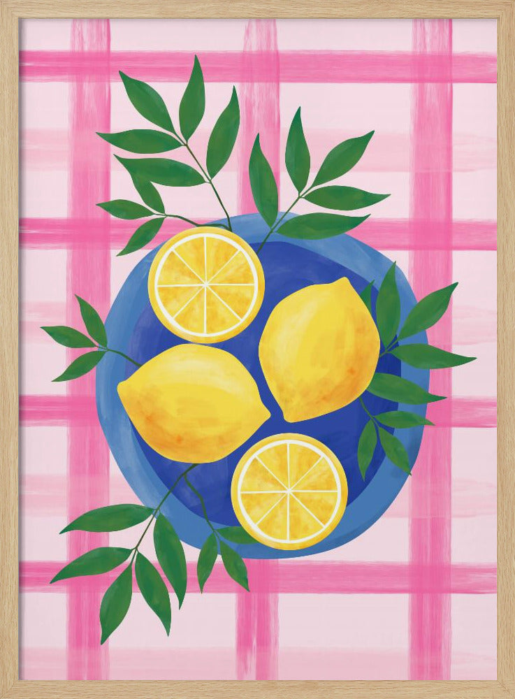 Lemons on a Blue Plate | Poster