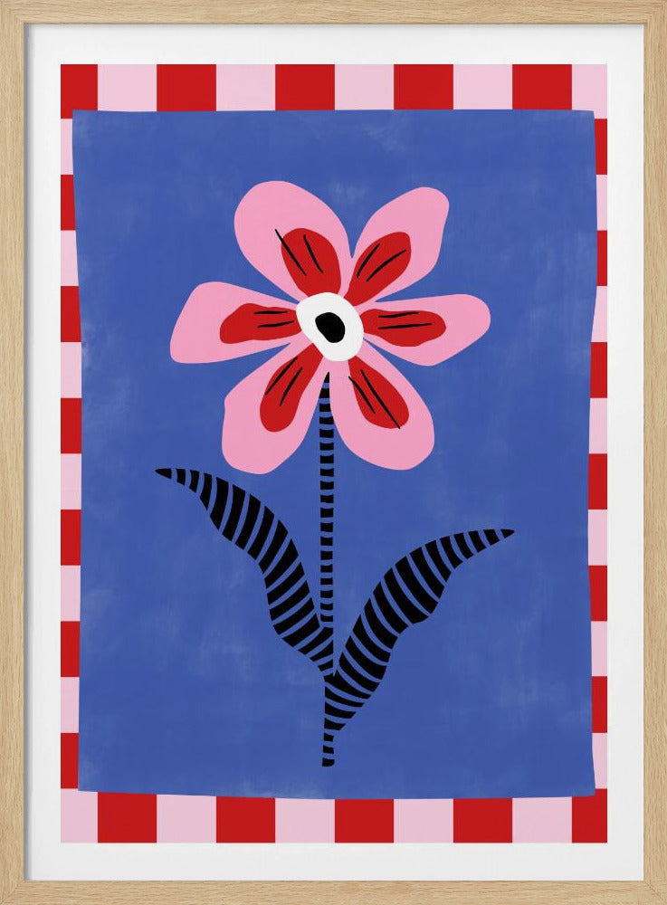 Flower with Pink Petals and Striped Leaves | Poster