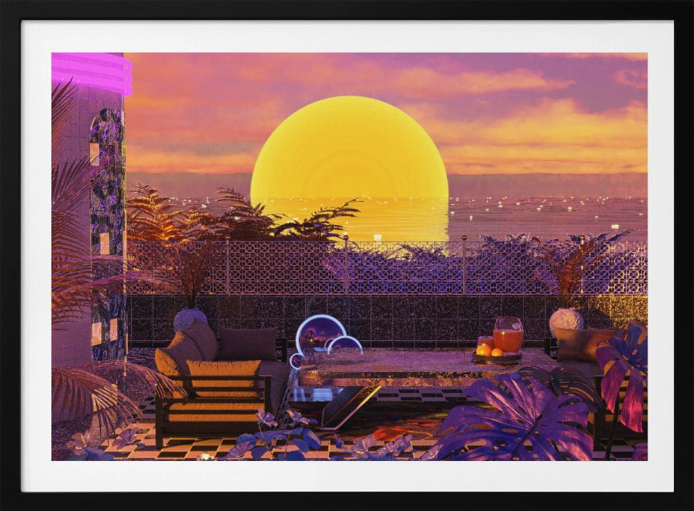 Retro Futurism Vaporwave Sunset | Poster