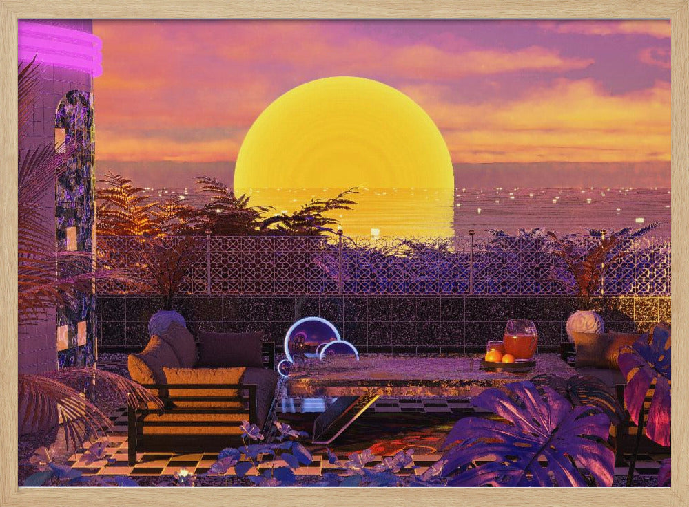 Retro Futurism Vaporwave Sunset | Poster