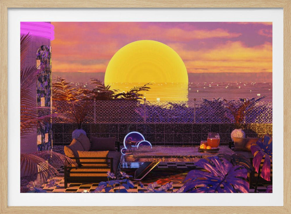 Retro Futurism Vaporwave Sunset | Poster