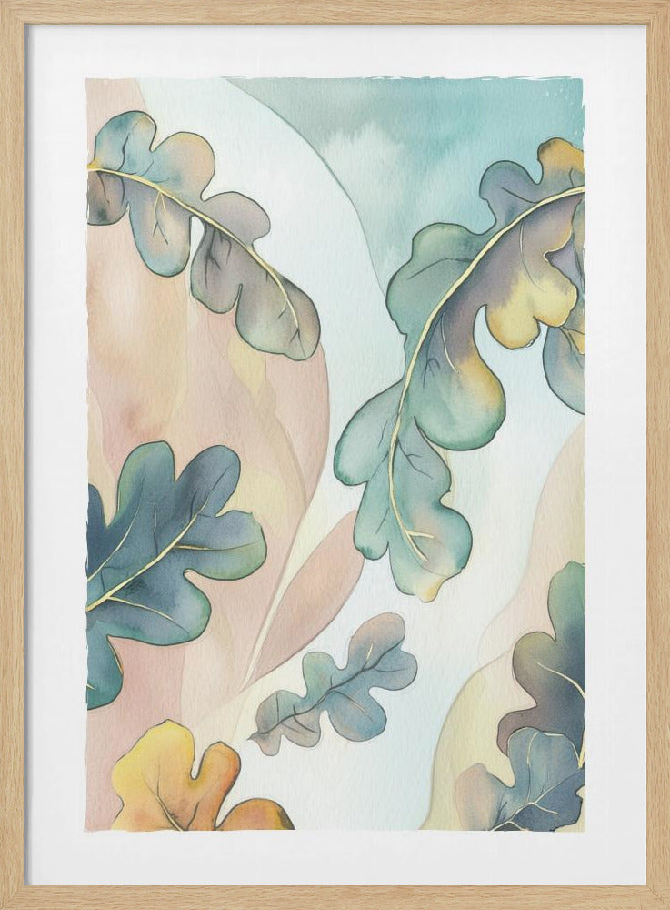 Watercolor Oak Leafs | Poster