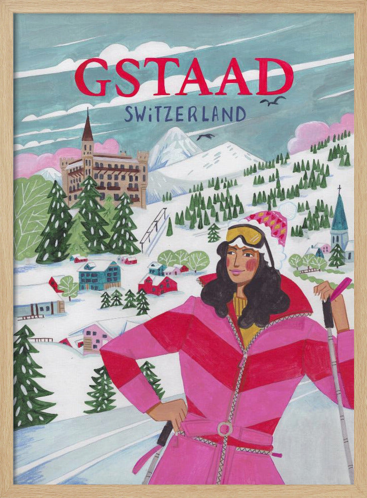 Travel Poster Woman in Gstaad, Switzerland | Poster