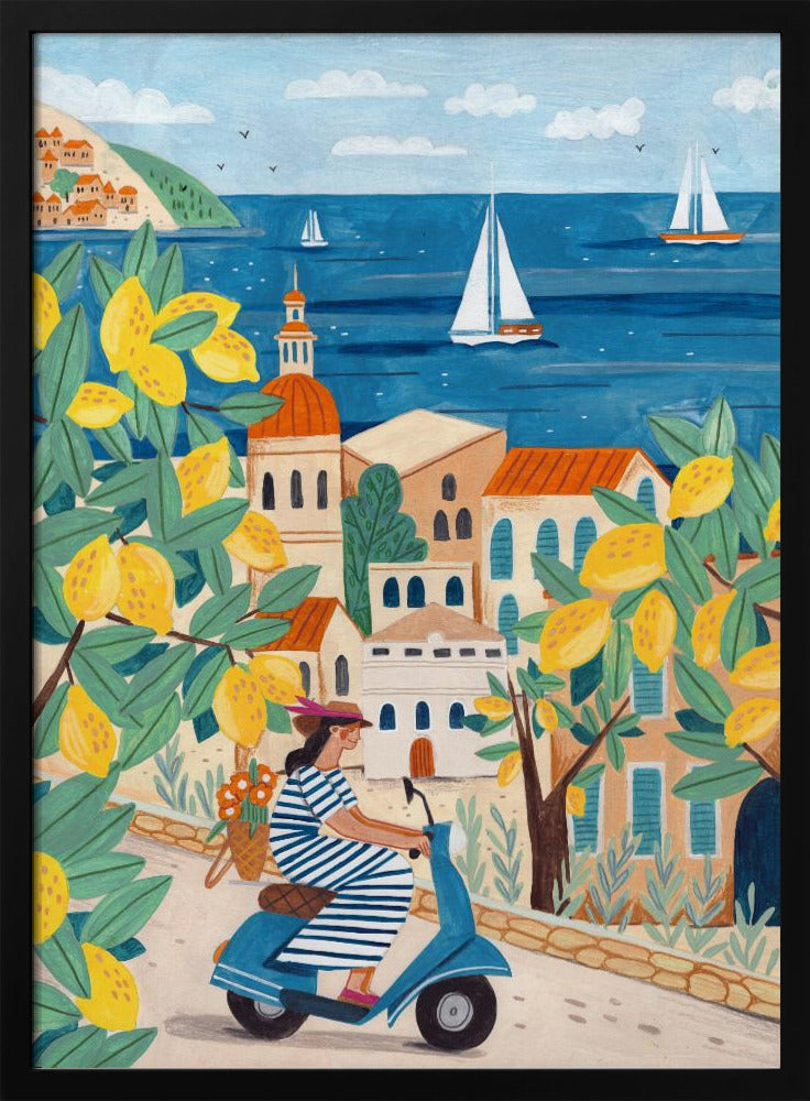 Travel poster woman on the Amalfi coast, Italy | Poster