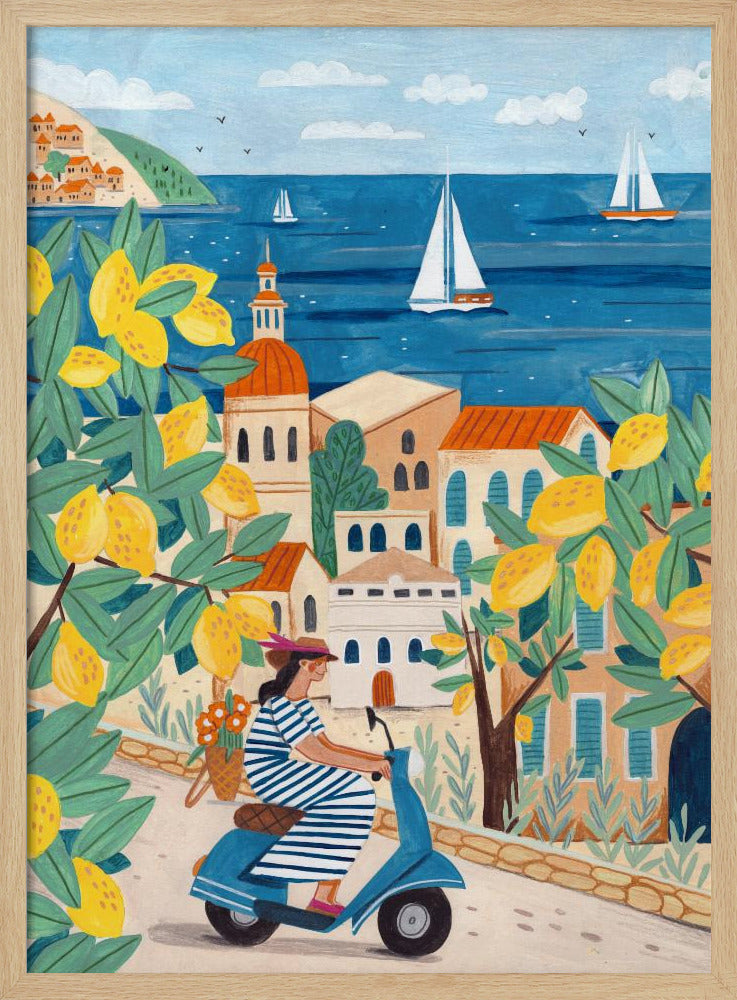 Travel poster woman on the Amalfi coast, Italy | Poster