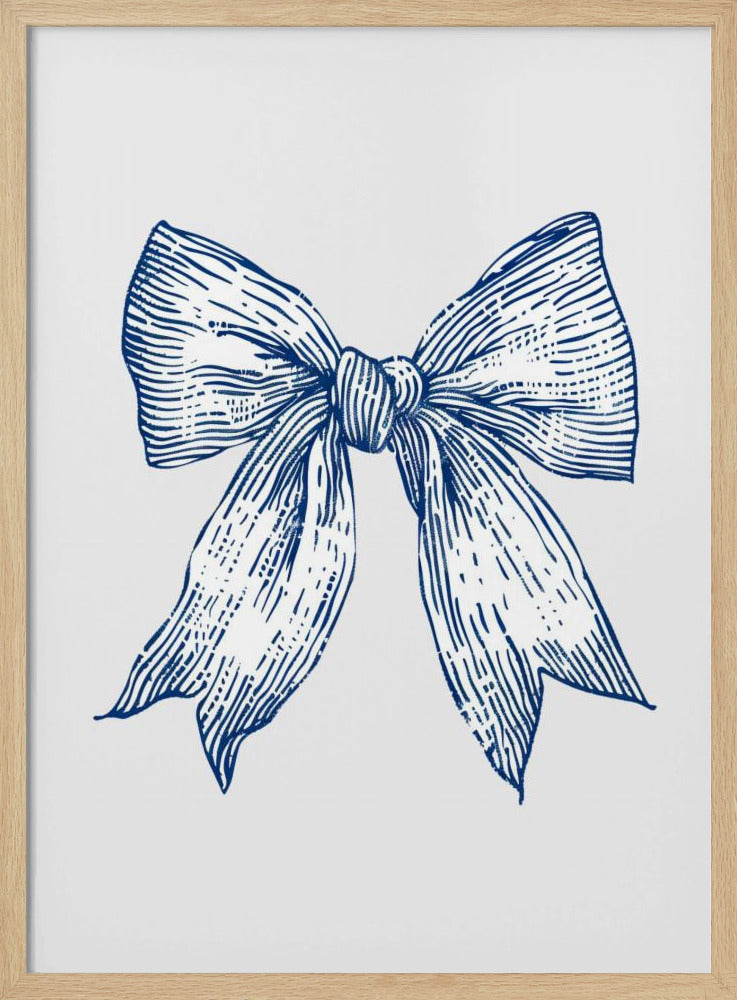 Dark Blue Coastal Striped Bow | Poster