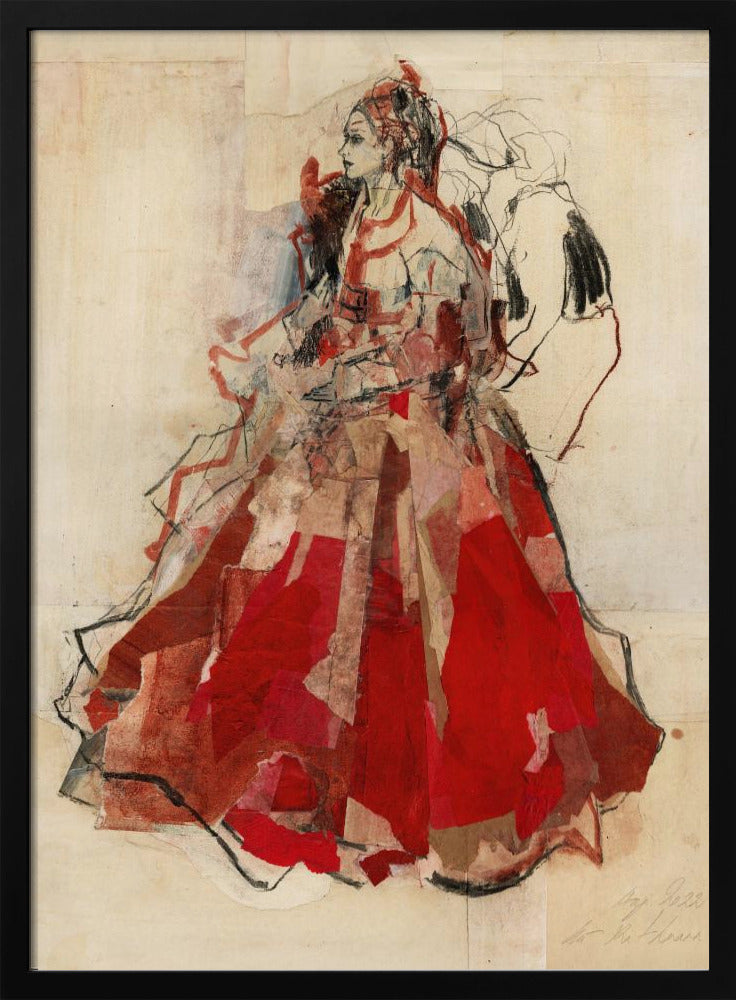 Woman in a Vibrant Red Dress | Poster