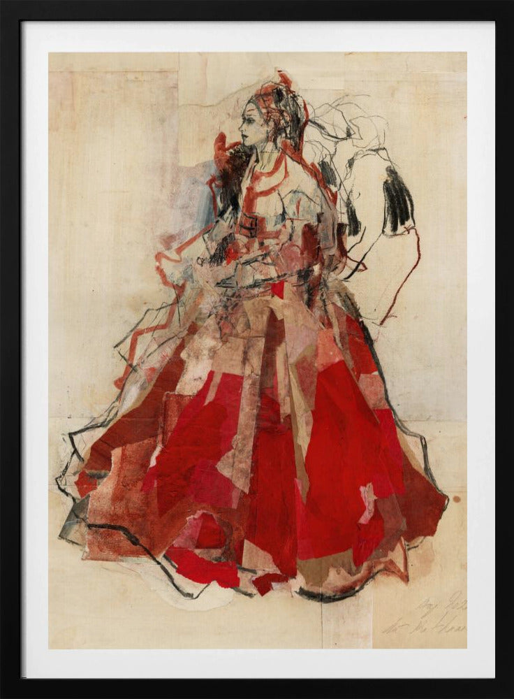 Woman in a Vibrant Red Dress | Poster