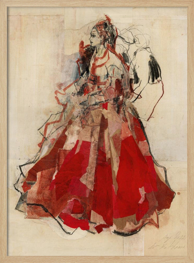 Woman in a Vibrant Red Dress | Poster