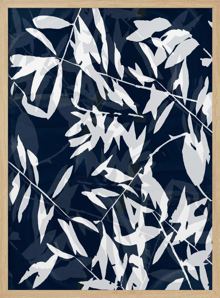 Navy White Bamboo 1 | Poster