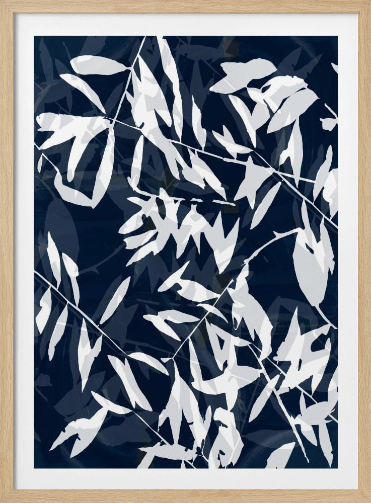 Navy White Bamboo 1 | Poster