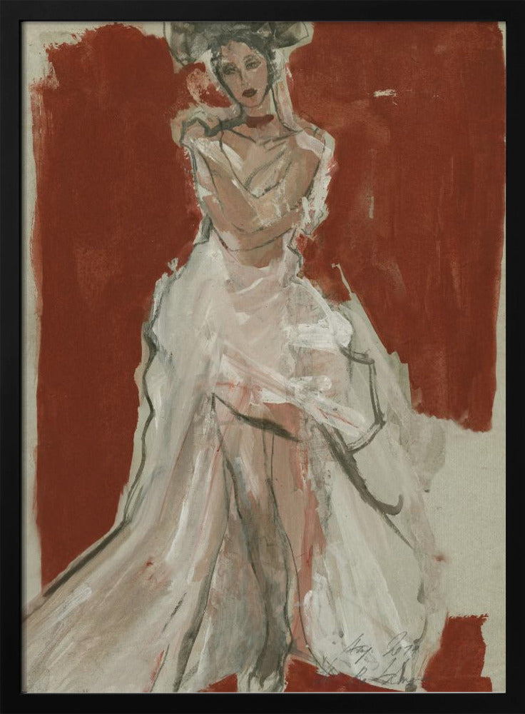 Stylish Woman in a Flowing White Dress | Poster