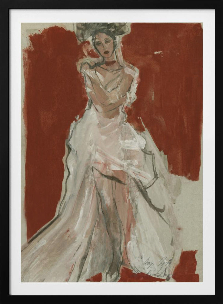 Stylish Woman in a Flowing White Dress | Poster