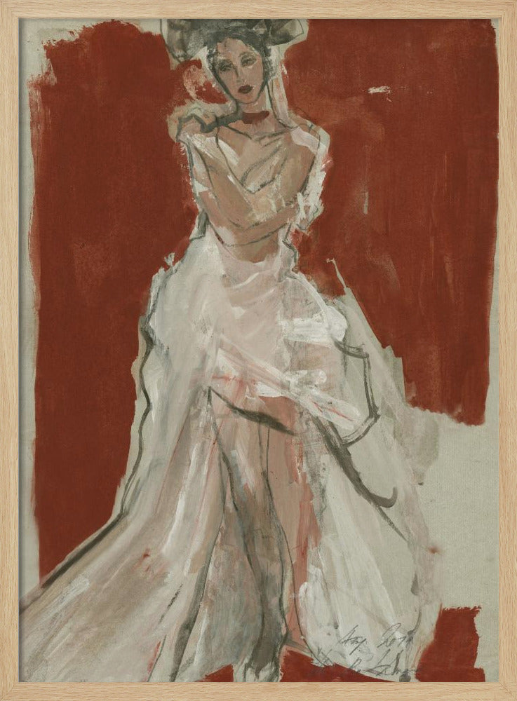 Stylish Woman in a Flowing White Dress | Poster