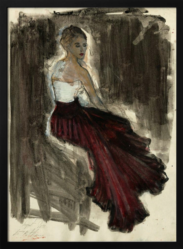 A Woman in a Red Flowing Skirt | Poster