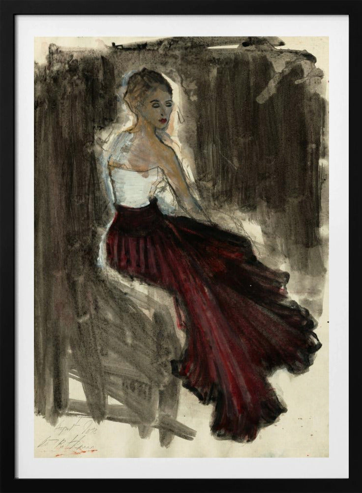 A Woman in a Red Flowing Skirt | Poster